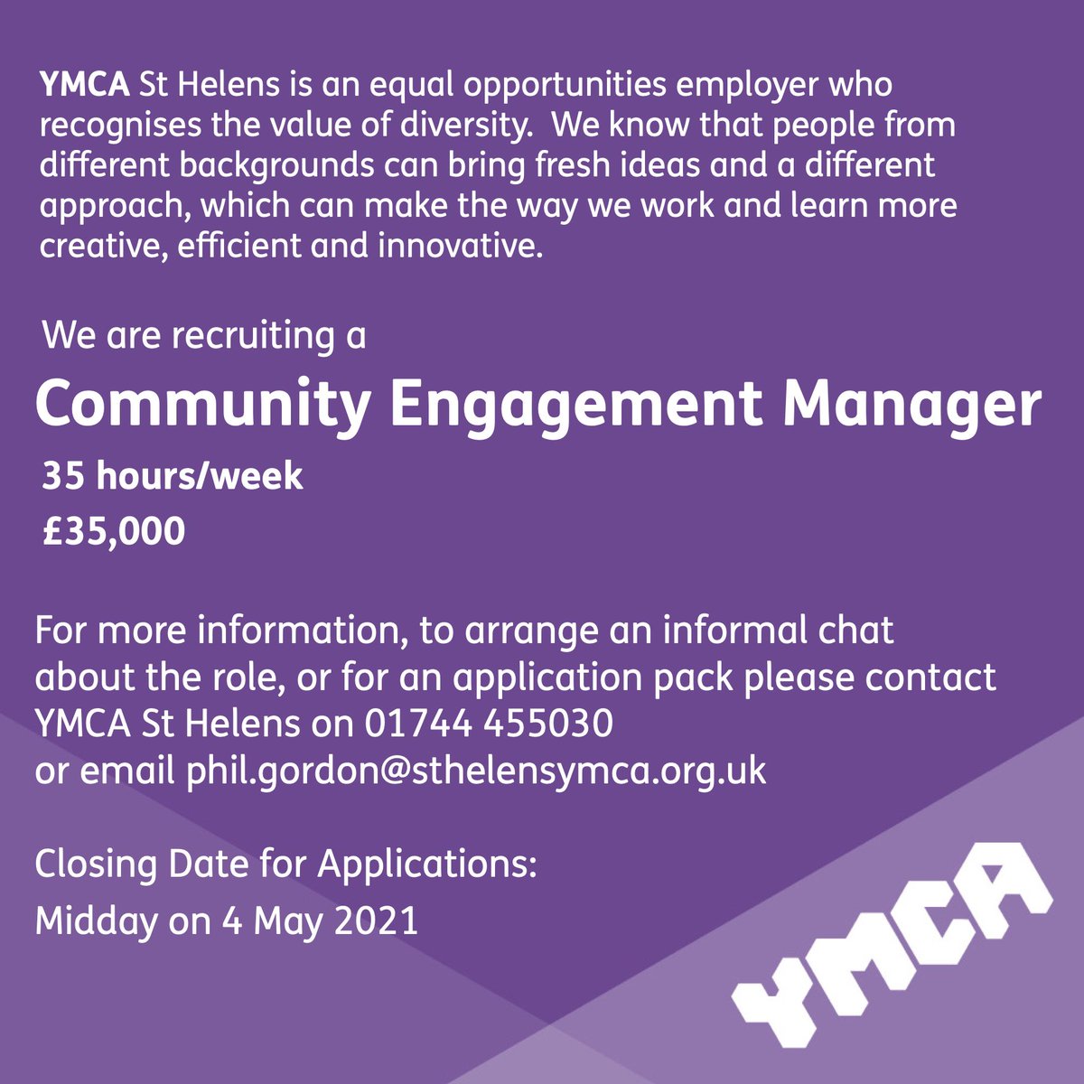 JustinYMCA's tweet photo. We’re hiring @YMCAStHelens!  Please retweet #job #opportunity #WorkWithUs https://t.co/X2xLOxf5Xd
