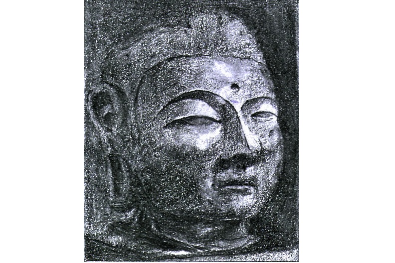受験生の頃模試中に描いた興福寺仏頭の模写 