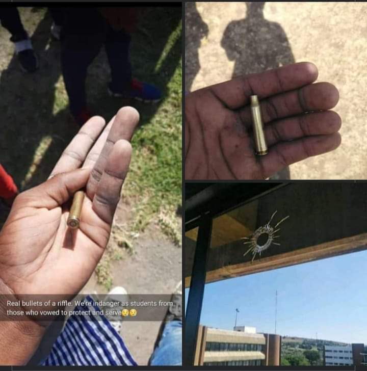 Khanyisani_King's tweet photo. Yesterday students were shot at with live bullets luckily no one seems to have succumbed physical injuries. #wsumustfall
#WSU https://t.co/MCTjQLD9KN