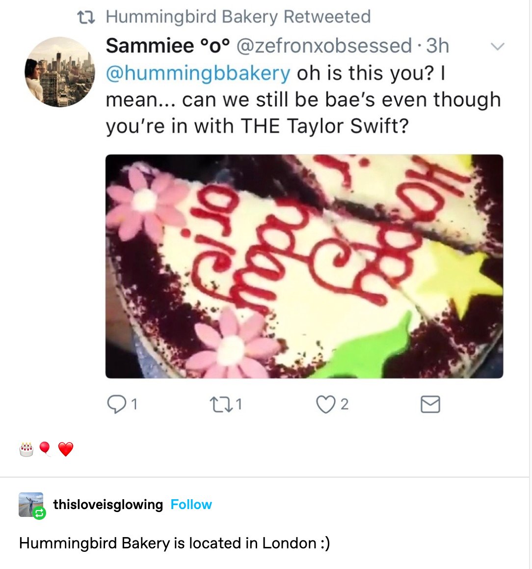 13 december 2016: taylor spends her 27th birthday in london, and we know this because she later posts a video of her cake, which was from a london bakery.