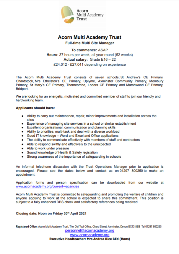 Vacancy: Multi Site Manager