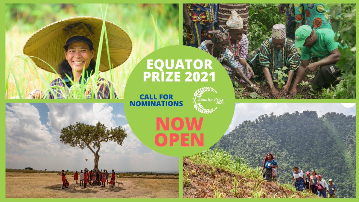 equatorinit's tweet photo. 🏆NOMINATE FOR #EQUATORPRIZE 2021🏆

Do you know local and Indigenous communities solving our planetary crisis through nature-based solutions?

Categories:
🌿FOOD
🌿CLIMATE
🌿NATURE

⚡️Learn more and nominate HERE ➡️ https://t.co/MdnfofJ0Sk https://t.co/In9xxOZgJf