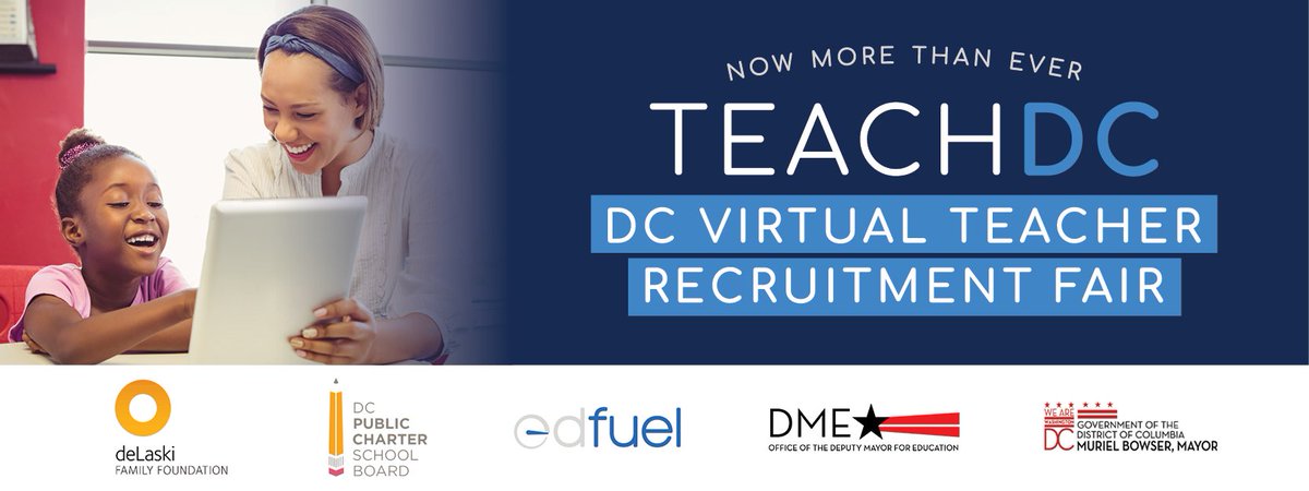 ELHaynesPCS's tweet photo. Join us at the DC Virtual Teacher Recruitment Fair, hosted by EdFuel, @DMEforDC, and @dcpcsb on April 21st and 22nd!

Register today at https://t.co/omq3C0GO9V
#TeachDC #teach #education #careerfair #DCTeachers https://t.co/xQFBDhnxZS