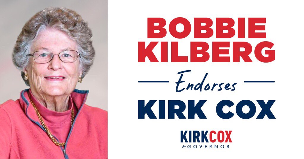 kirkcoxforva's tweet photo. Northern Virginia business leader, Bobbie Kilberg: "Kirk is a unifying, problem solver – both principled and pragmatic in his approach. I am proud to endorse his campaign."
Great to have you on the team, Bobbie! #WinWithKirk https://t.co/XYTRtCkV4n