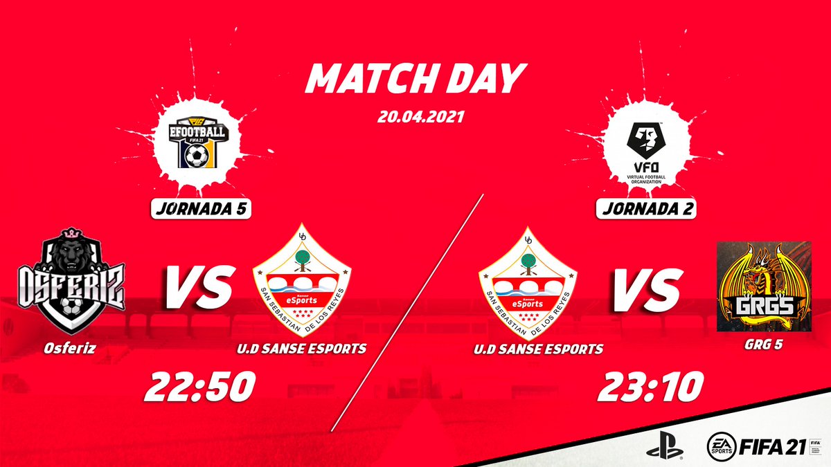 U.D. Sanse ESports (@udsanseesports) on Twitter photo #MATCHDAY⚔️
¡Día de partido! 🤗💪
🏆 <a href="/PLGeFootBall/">PLG efootball</a>
🗓️ Jornada 5
🆚 <a href="/osferiz/">🎮OSFERIZ🎮</a>
⌚ 22:50
🏆 <a href="/VFOspain/">VFO España</a>
🗓️ Jornada 2
🆚 @Grg5vfo
⌚ 23:10
• Sigue el partido en Twitch 👇
📺 twitch.tv/udsanseesports…
🎙️ <a href="/Feeliix04/">Félix de Diego</a> y <a href="/_santiglez/">santi</a>
#SomosSanse
#HastaElFinalSanSebastian #MATCHDAY⚔️
¡Día de partido! 🤗💪
🏆 <a href="/PLGeFootBall/">PLG efootball</a>
🗓️ Jornada 5
🆚 <a href="/osferiz/">🎮OSFERIZ🎮</a>
⌚ 22:50
🏆 <a href="/VFOspain/">VFO España</a>
🗓️ Jornada 2
🆚 @Grg5vfo
⌚ 23:10
• Sigue el partido en Twitch 👇
📺 twitch.tv/udsanseesports…
🎙️ <a href="/Feeliix04/">Félix de Diego</a> y <a href="/_santiglez/">santi</a>
#SomosSanse
#HastaElFinalSanSebastian