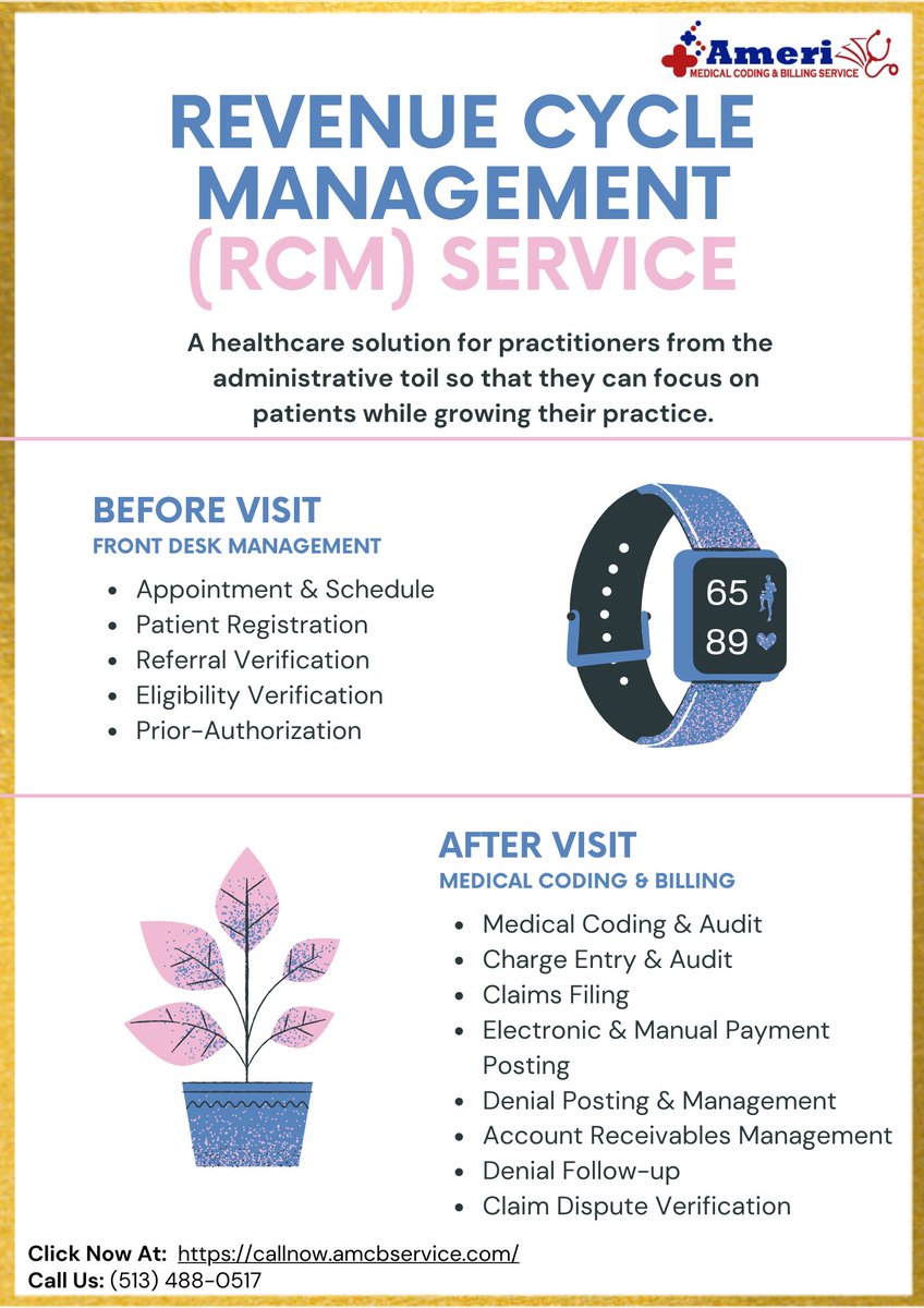 Imagine increasing your revenue! 
This may seem like a dream but in fact, could be a reality for practitioners.

Click on: callnow.amcbservice.com
Call Now: (513) 488-0517

#Revenue #revenuemanagement #revenuecyclemanagement #RCM #accesshealth #CodingandBilling #AMCB