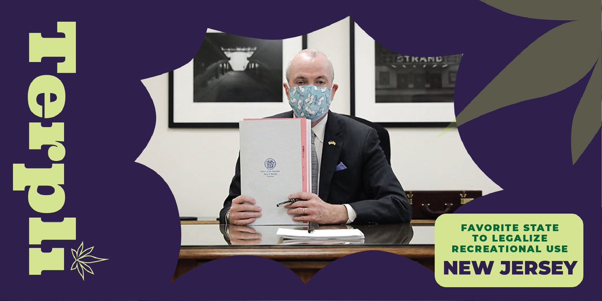 Terpli (@terpli_io) on Twitter photo Next up, our favorite state to legalize weed in the past year goes to New Jersey🏆 After years of challenges, <a href="/GovMurphy/">Governor Phil Murphy</a> was finally able to sign off on legalization. There's still work to be done here, which makes this state an even more exciting one to watch. #Happy420 Next up, our favorite state to legalize weed in the past year goes to New Jersey🏆 After years of challenges, <a href="/GovMurphy/">Governor Phil Murphy</a> was finally able to sign off on legalization. There's still work to be done here, which makes this state an even more exciting one to watch. #Happy420