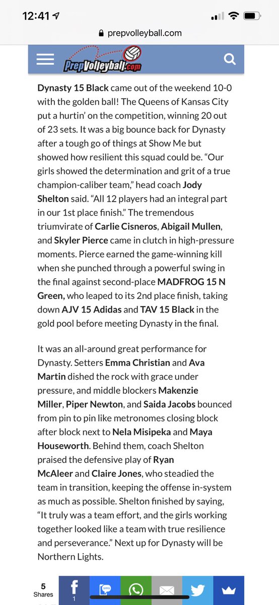Thanks <a href="/PrepVolleyball/">PrepVolleyball.com</a> for the write up on Dynasty 15 Black. We had a great rebound weekend in TX!  Still lots of work to do. My teammates are studs. #LetsGo 💙🏐💪🏽