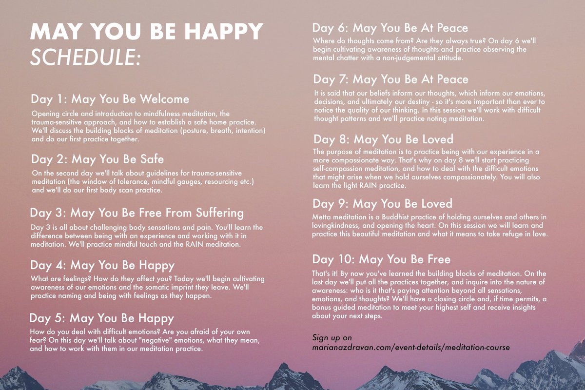 Interested in learning mindfulness meditation? Here’s the schedule to my course launching May 4 👉 marianazdravan.com/event-details/… #traumasensitivemindfulness #meditationcourse