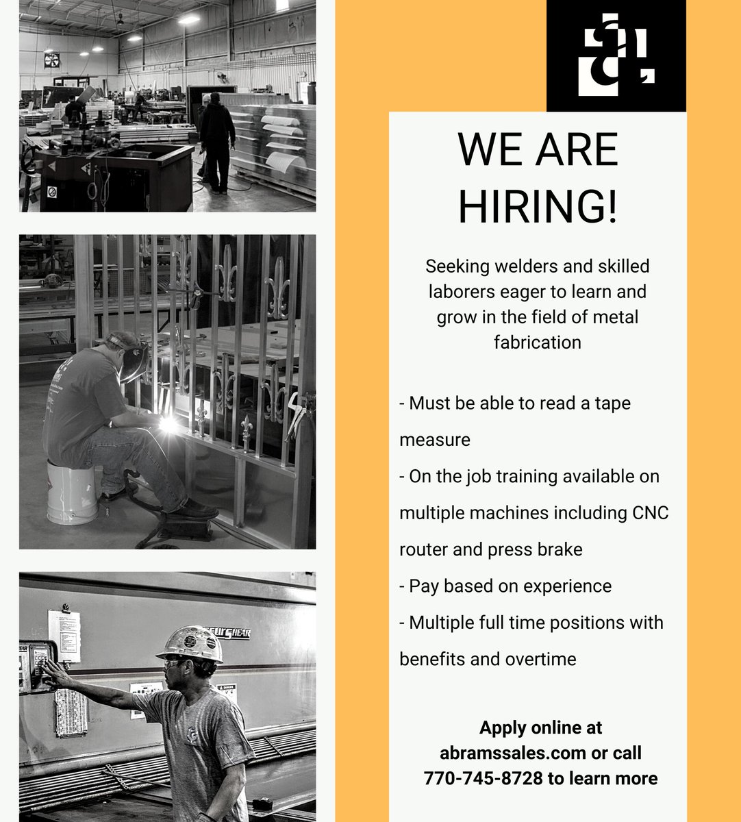 We are looking to hire motivated individuals in the fields of metal fabrication and AutoCAD design. If you're looking for a career in architectural metals, give us a call or go to buff.ly/2HF7VTr today.