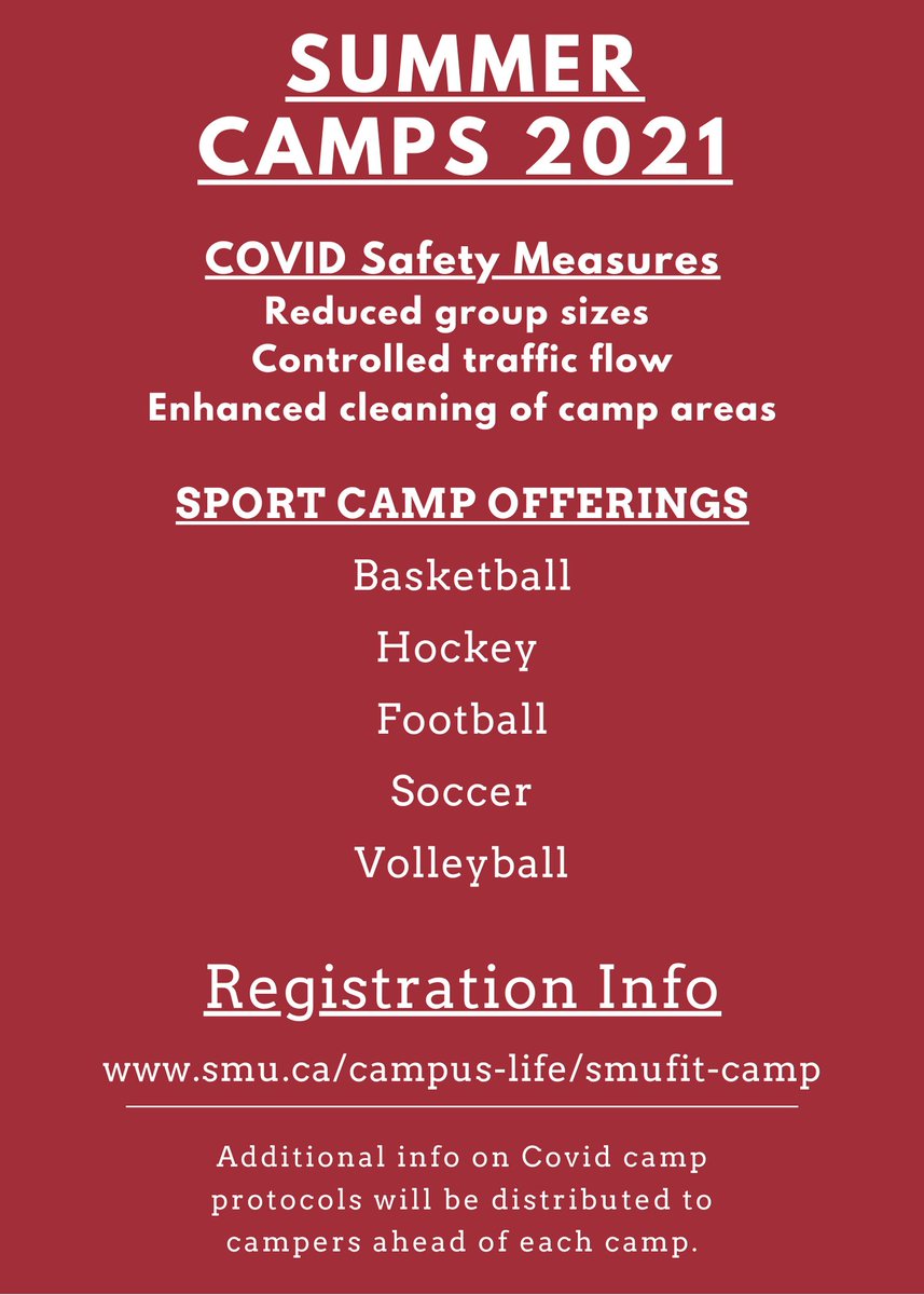 Saint Mary’s Huskies (@smuhuskies) on Twitter photo Our Summer Camps registration is now open, and filling up fast! ⚽️🏀🏈🏐🏒
More info, and to register >
smu.ca/campus-life/sm…
Come Run with the Pack! 🐺🐺🐺🐺
<a href="/smuhalifax/">Saint Mary’s University</a> Our Summer Camps registration is now open, and filling up fast! ⚽️🏀🏈🏐🏒
More info, and to register >
smu.ca/campus-life/sm…
Come Run with the Pack! 🐺🐺🐺🐺
<a href="/smuhalifax/">Saint Mary’s University</a>