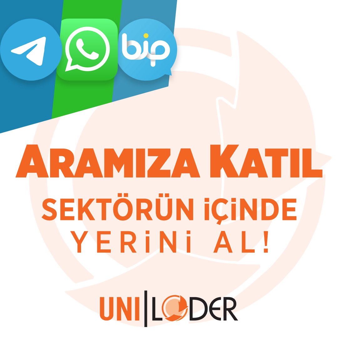uniloder's tweet photo. Aramıza katıl, sektörün içinde yerini al!
Whatsapp, Telegram ve Bip kanallarımıza aşağıda bulunan ya da profilimizde ki linkler üzerinden katılabilirsiniz.
Whatasapp: https://t.co/c2ASEdVL9A
Telegram: https://t.co/bvZoG9Lldi
Bip: https://t.co/84sMtXuwRg
#uniloder
#loder https://t.co/IzWaT67XVX