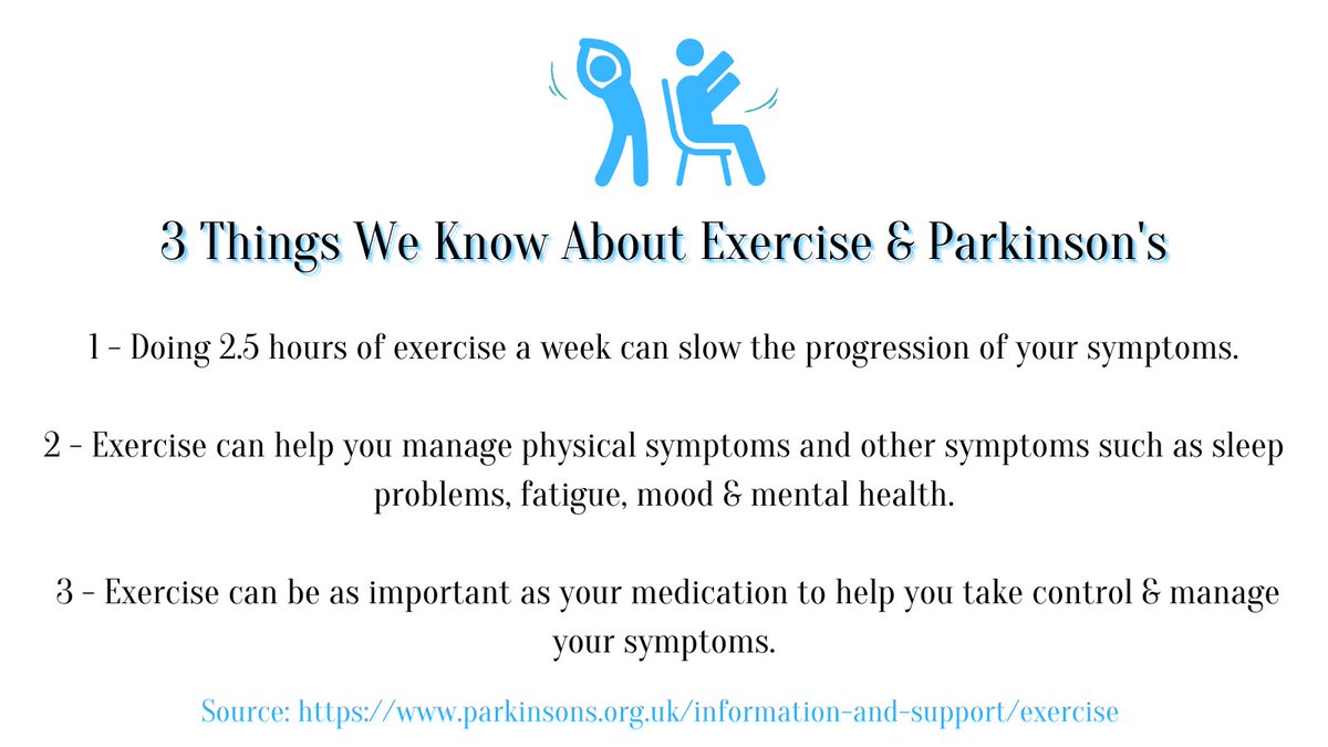 Three Things We Know About Exercise &amp; Parkinsons... 

If you, or someone you know has #ParkinsonsDisease then join Jane Warner via Zoom for her FREE weekly #GentleExercise Classes. 

Email: JaneWExercise@gmail.com to book. 

#armchairexercise #exercisemedicine #motivatedtomove
