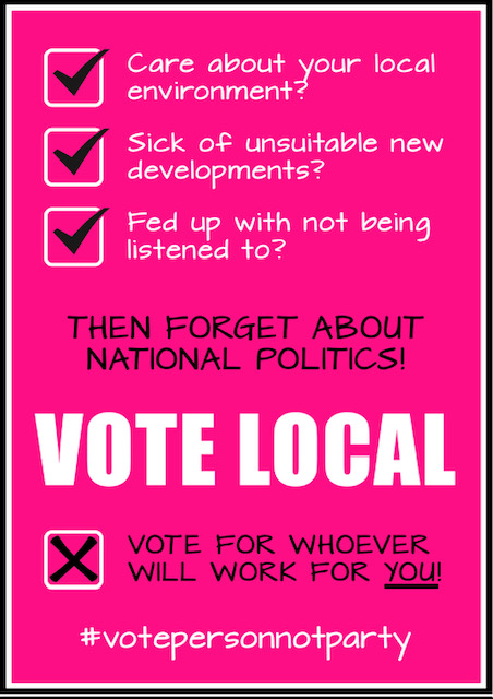 May 6th - Local Elections

Who will listen to YOU?
Who supports YOU?
Think who will work for YOU?

#saveourgreenbelt
#Votepersonnotparty
#keepgmgreen