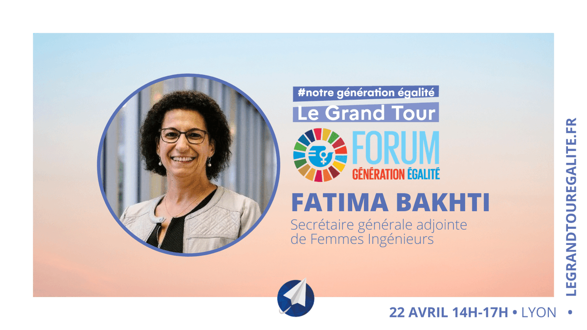 📣J-2 : rdv virtuellement le 22 avril à 14h à 
<a href="/insadelyon/">INSA Lyon</a> pour la 6ème étape #LeGrandTour #NotreGénérationÉgalité 🇫🇷

Retrouvez <a href="/Fatima__Bakhti/">Fatima Bakhti</a>, Secrétaire générale adjointe de <a href="/f_inge/">Femmes Ingénieures</a>, pour un dialogue ministériel avec <a href="/cedric_o/">Cédric O</a> !

Inscription ici 👉 legrandtouregalite.fr