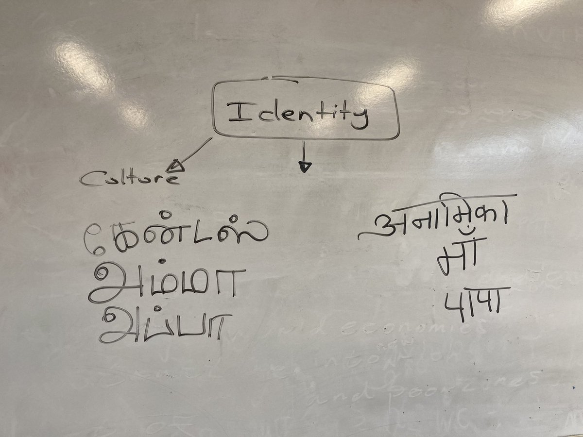 HPHighEnglish's tweet photo. Diversity within the classroom.  Year 8 have started to share information about their cultural backgrounds, as part of our identity unit.  More tomorrow ☺️ #languages #Tamil #Hindi #sharing #learning #embracing #ajoy https://t.co/C3x4MrWdRv
