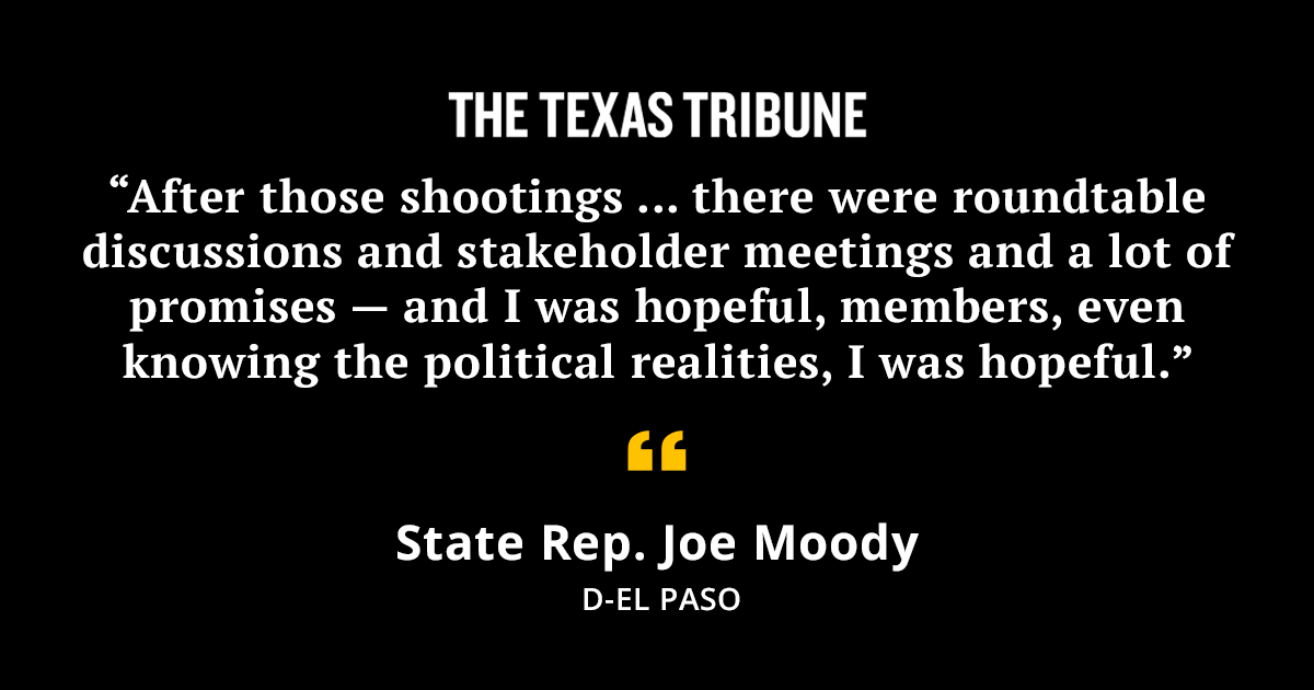 4/ While seven House Democrats voted for the unlicensed carry bill, many voted against it. During debate last week, El Paso Democrats opposing the bill recalled August 2019, when a racist gunman killed 23 people in their city.  https://bit.ly/3vcf4hb 