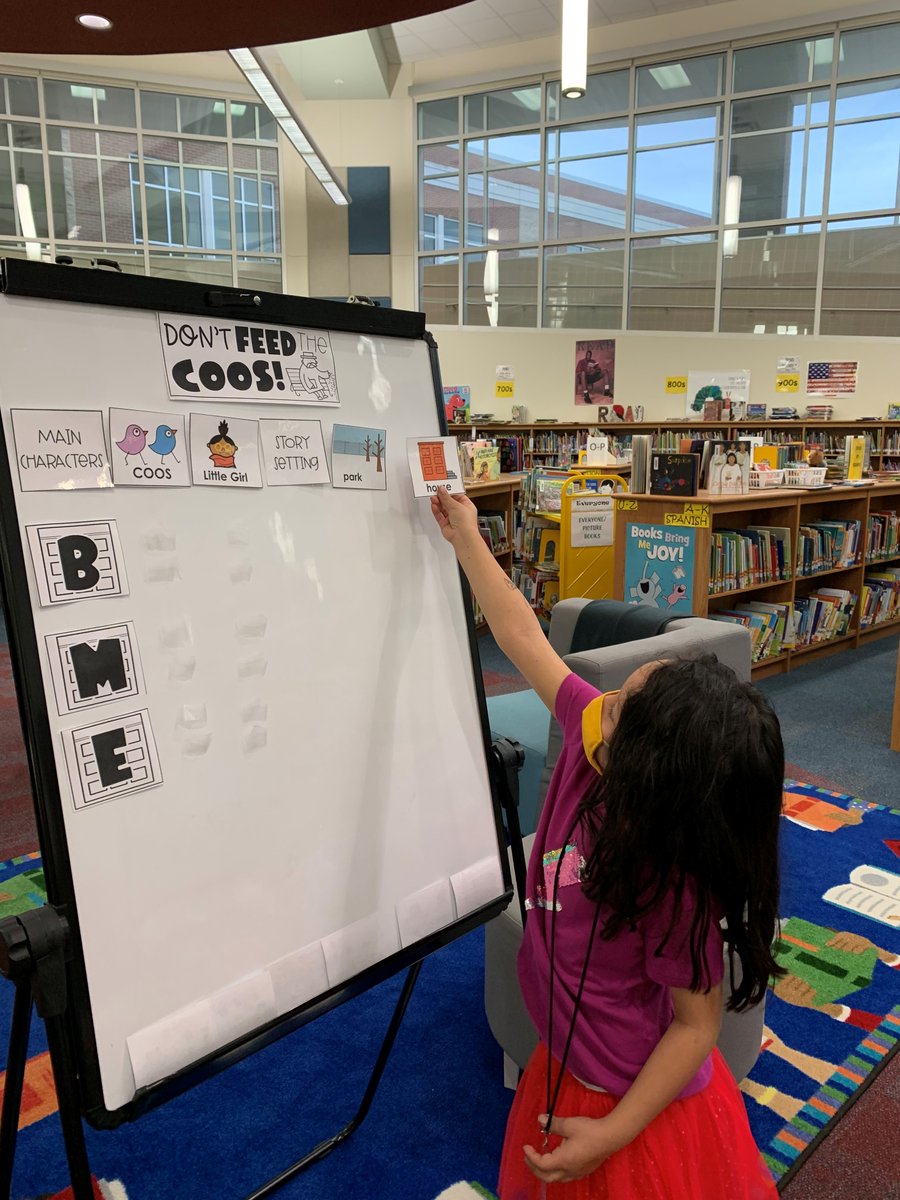 henrielibrary's tweet photo. Students practicing story elements and BME after reading Don't Feed the Coos.  Thank you @primaryscouts for the great lesson. #henriehawks @henriehawks @dustdancestoo https://t.co/f6u1ZRNfqi