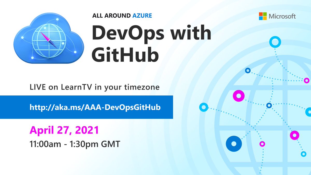 Azure's tweet image. Start building your #DevOps practice using GitHub! The #AllAroundAzure team has a live event ready to get you started.

Register for the #AAADevOpsGitHub event today: msft.it/6011Veoq9
