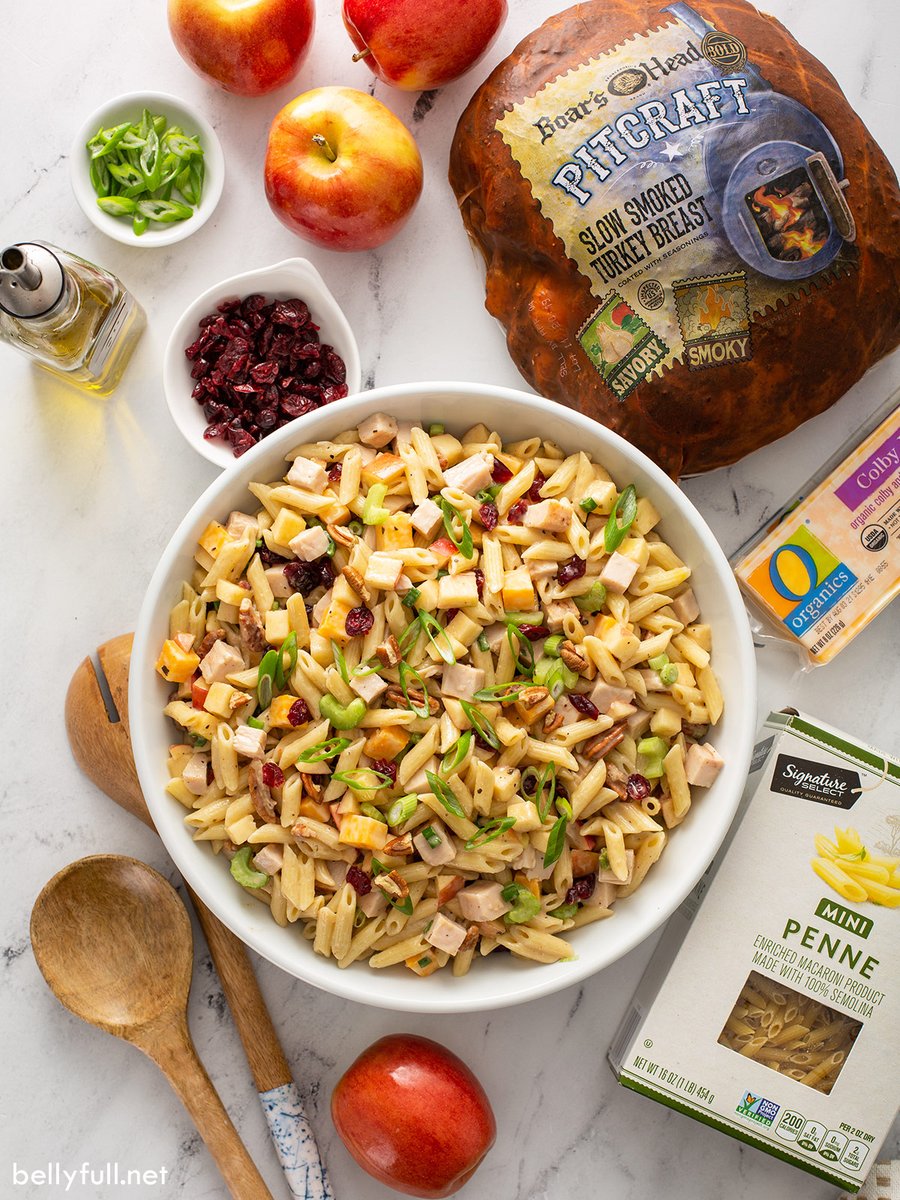 Smoked turkey breast, sweet apples, celery, cheese, and a wonderful creamy dressing come together in this delicious Turkey Apple Pasta Salad! Perfect for spring and summer gatherings, thanks to Safeway! #sponsored 
RECIPE 👉🏻 bellyfull.net/turkey-apple-p…