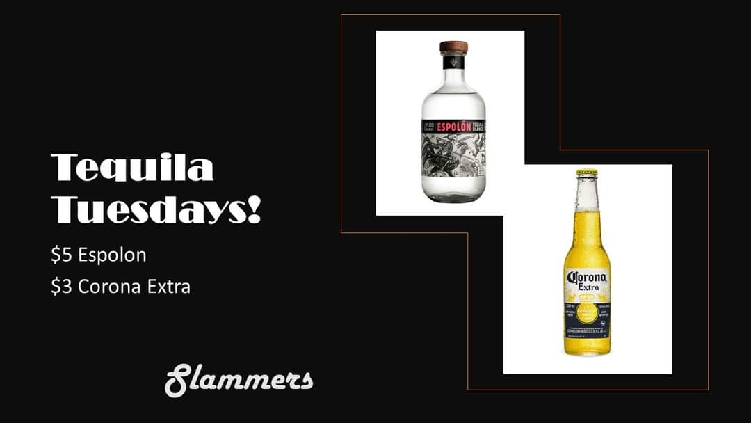 slammers614's tweet photo. It's Tuesday again! And you know what that means!!
$5 #
@EspolonTequila and $3 @corona ALL NIGHT LONG!

Stop in early for some #HappyHour specials from 4-7! https://t.co/uw0DEwSikF