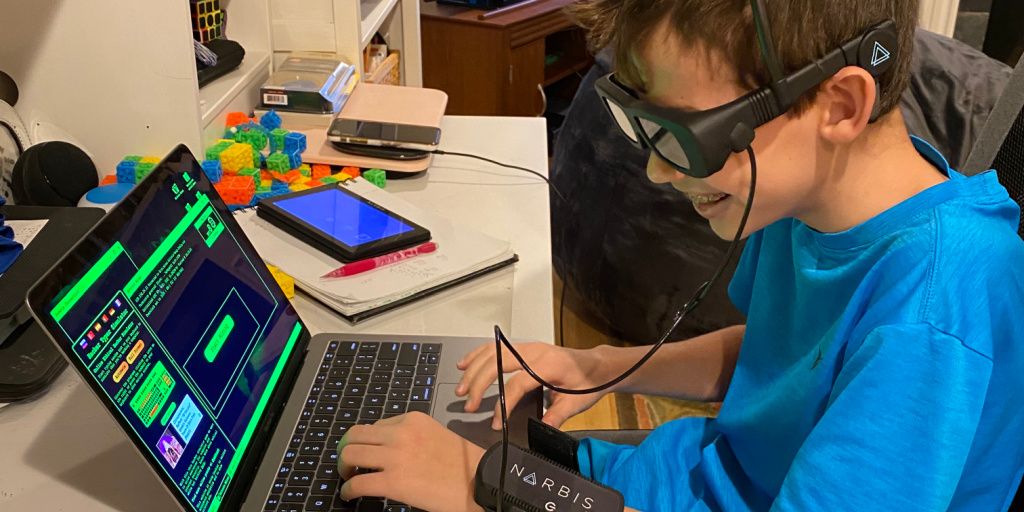 MyNarbis's tweet photo. Train your brain to focus on the task at hand -- while working on said task at hand. In 15 minutes a day, three times a week. Learn more about how #Narbis #neurofeedback glasses can get you through the workday: https://t.co/PONL6QZTlb #mentalhealth #focus https://t.co/jMiBc7cLBg
