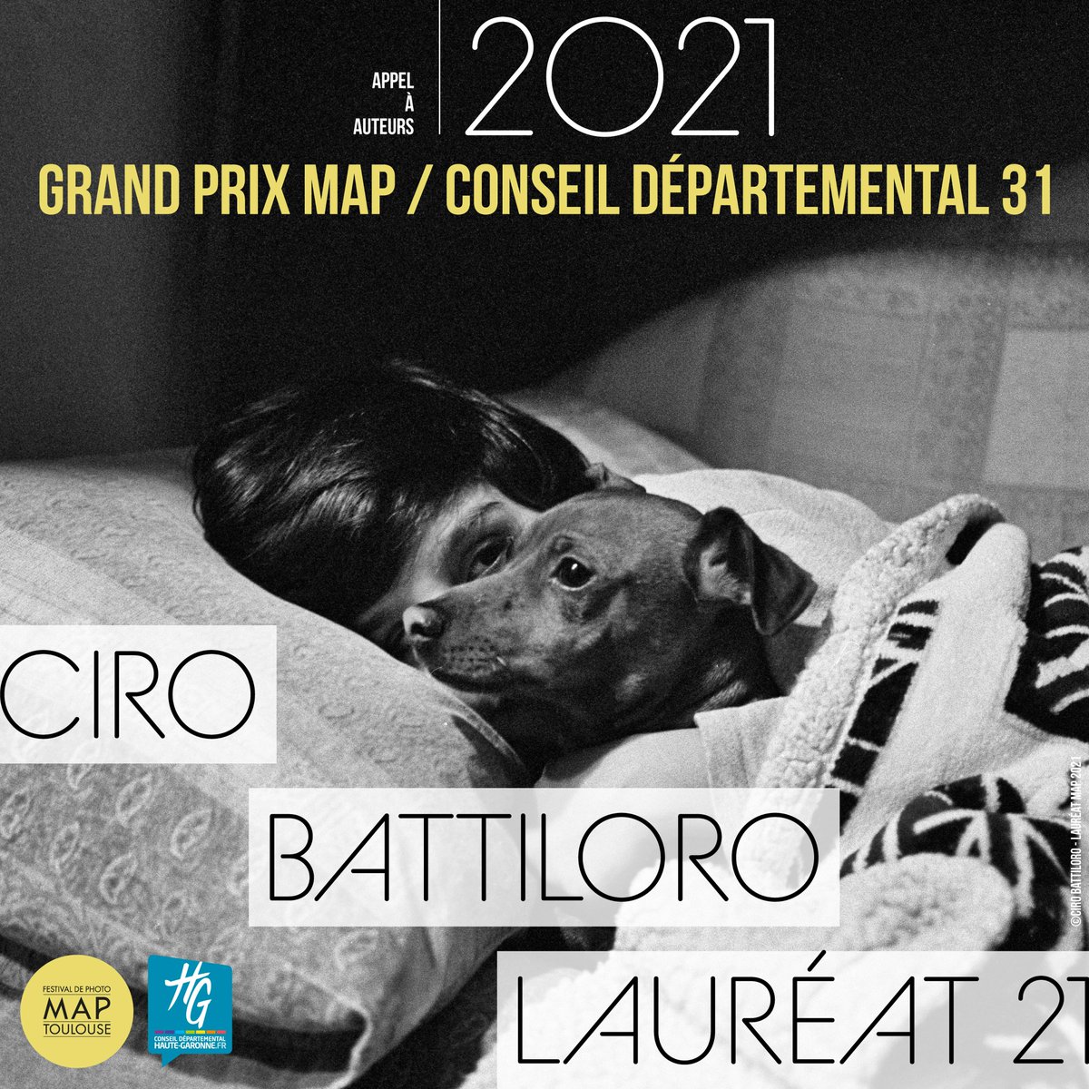 MAPtoulouse's tweet photo. Félicitations à Ciro Battiloro qui remporte le Grand Prix MAP I @HauteGaronne 2021 ! 🏆 👏
La série photographique lauréate sera exposée lors du prochain @MAPtoulouse ! Restez connectés, on vous en dit plus très vite sur les dates et lieu du festival ! ⏳😉
#saisonphoto https://t.co/ynzN4LzRb5