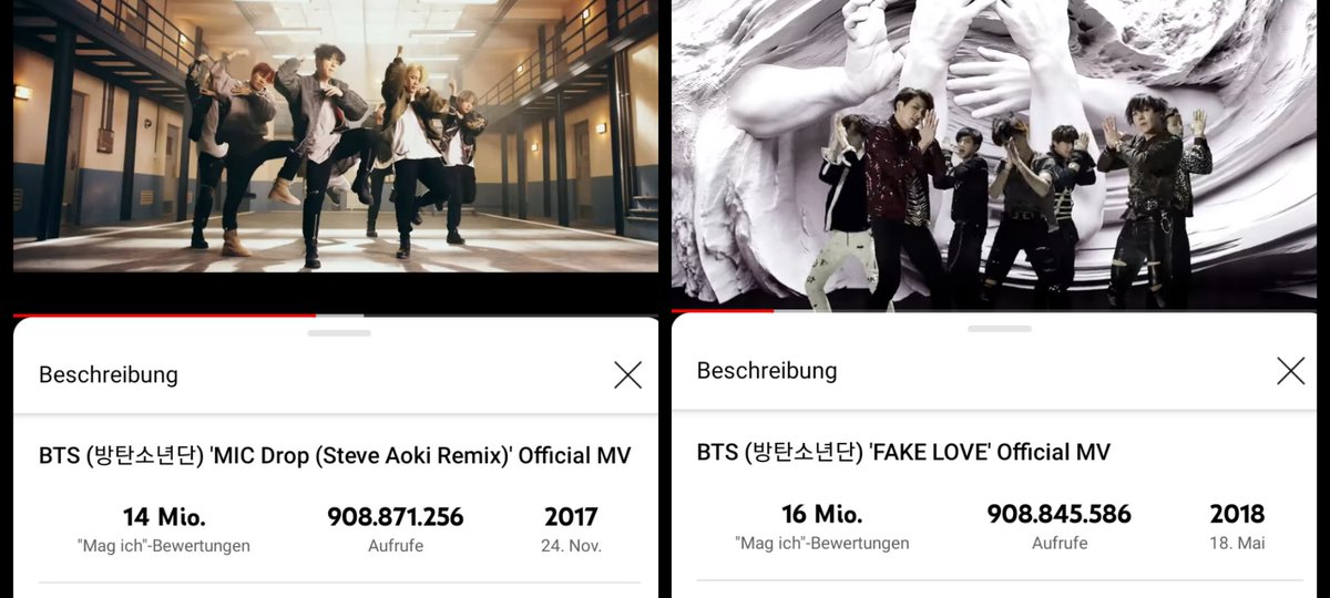 hannies_carrot's tweet photo. So close. 
Maybe 1B for both on the same day? 🥰
We need more Views for Idol! 

@BTS_twt #StreamMicDrop #StreamFakeLove 

&amp; don't forget vote #BTSARMY for #BestFanArmy at 2021 #iHeartAwards https://t.co/N8tAlPOqQV