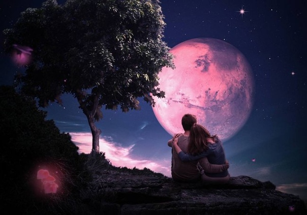 романтическая ночь. пара на фоне луны. свидание под луной. свидание под луной. свидание под луной.