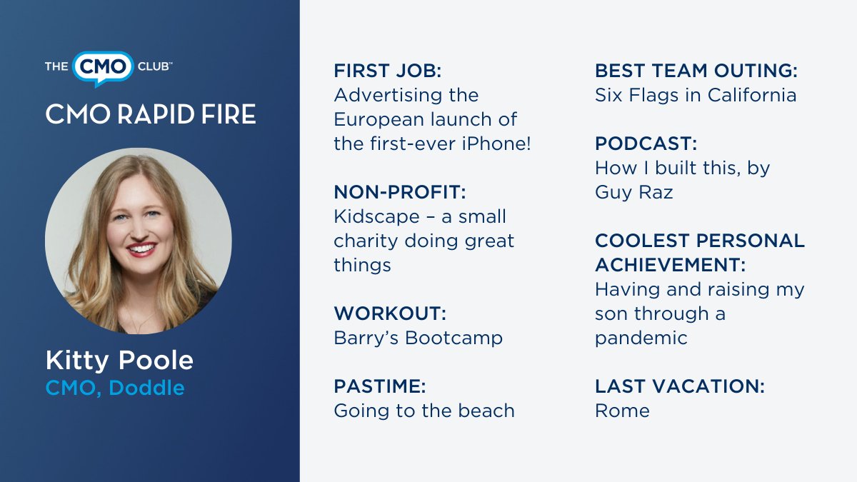 Get to know London CMO Club member <a href="/KittyPoole/">Kitty Poole</a>, CMO for <a href="/Doddle/">doddle</a>! 🔥🎤 #CMOrapidFire #CMOclub #CMO