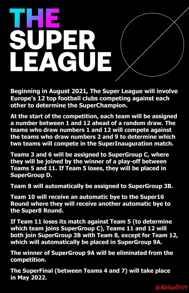 Michael1979's tweet photo. I know everyone is opposed to the Super League but when you read how it will work, it sounds pretty good, imo 👍 https://t.co/DfczQZxGpP