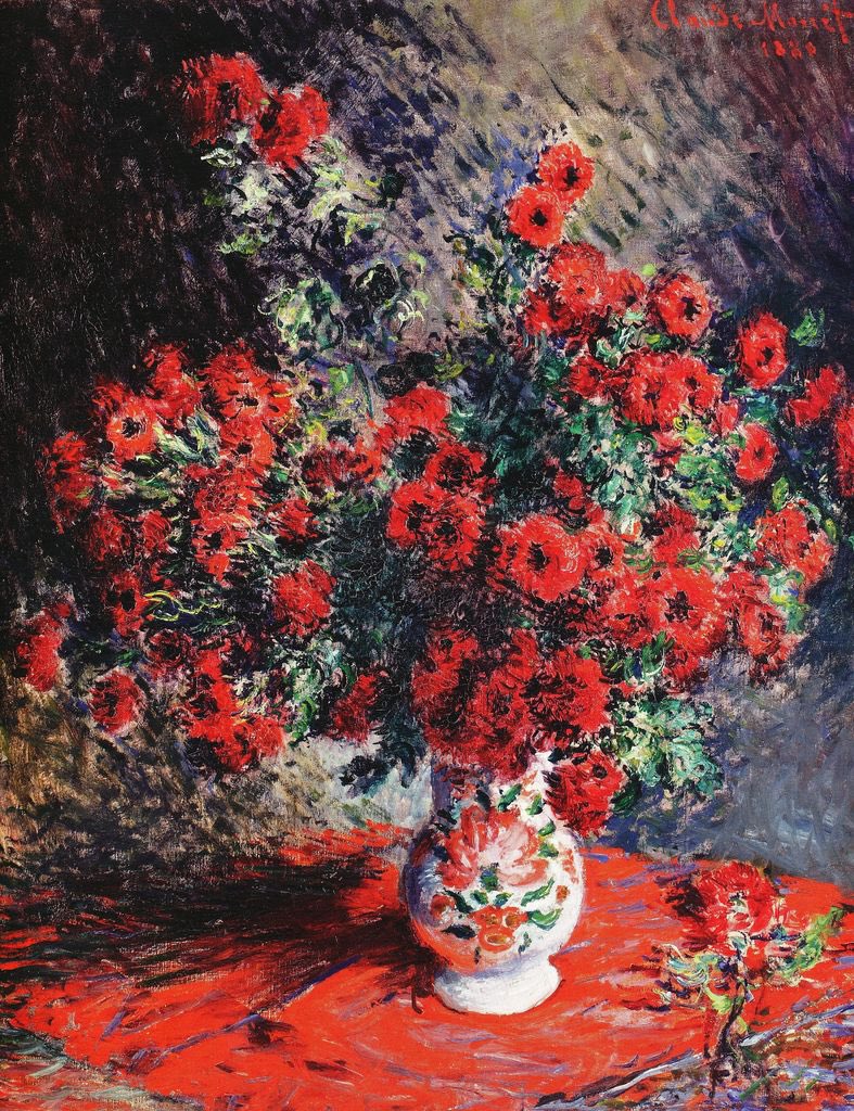 claude monet - chrysanthèmes rouges