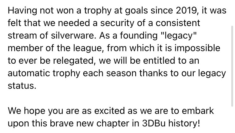 Totally3DBu's tweet photo. Important announcement from club director, @ericthered15. #3DBU #Shottaz #Tugans #NaniTulu #InterYerGran #3DBUPERLEAGUE https://t.co/HVoBcpAAUy