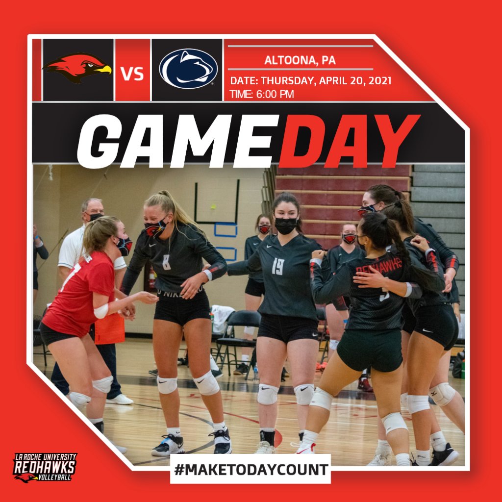 LaRocheRedhawks's tweet photo. GAMEDAY 🏐 ‼

🆚 Penn St. Altoona (exhibition)
📍 Altoona, PA
🏟️ Adler Athletic Complex
⏰ 6 PM 
🎥 https://t.co/Y200k7b8Ss
❌ No Spectators https://t.co/h4ssVb11N4