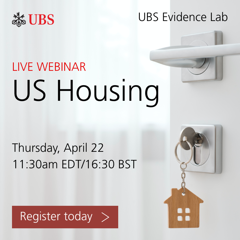 UBS's tweet photo. Join #UBSEvidenceLab's live webinar with #UBSResearch discussing alternative data insights on housing supply and demand, shifting trends in deurbanization, and home improvement. Thurs Apr 22 - 11:30am EDT/16:30 BST. Register today: https://t.co/boZiVKi623