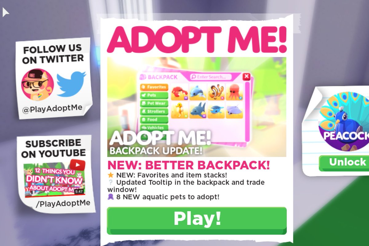 Последние твиты от adopt me! Adopt Me Twitter 2021 . Adopt Me News On Twitter Update Is Out Enjoy Backpack Inventory Improvements
