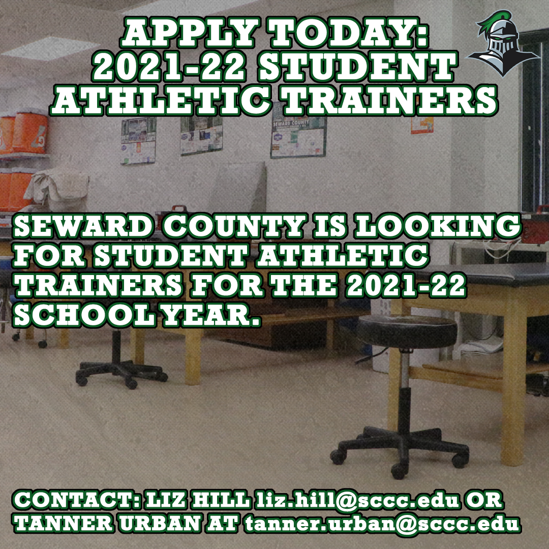 Seward County Athletic Training Department is looking for student athletic trainers for the 2021-22 school year. If you are interested please contact our athletic training staff for more information. #SCCCSaints #GoodToBeGreen