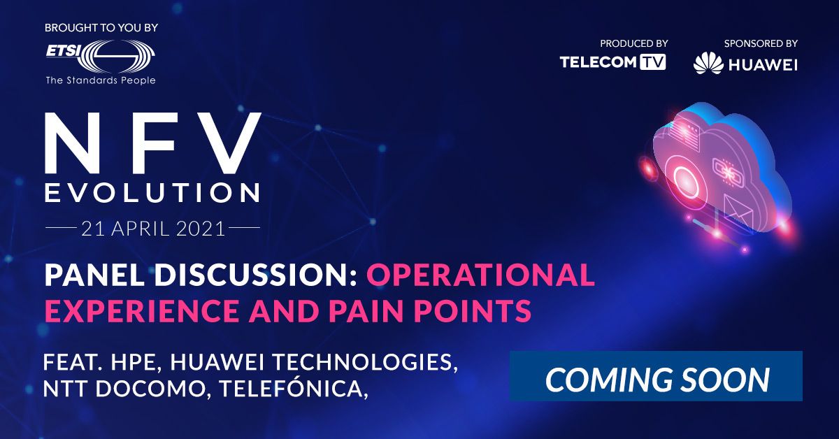TelecomTV's tweet photo. Live Tomorrow! Senior leaders from HPE, Huawei, NTT DOCOMO and Telefónica will be discussing #NFV Operational Experience & Pain Points during our #LiveStream from 2pm (UK time) - Register now on: https://t.co/jPmAQbnDQL @HPE_Telco @HuaweiCarrier #nfvevolution https://t.co/KqxrfOQDYj
