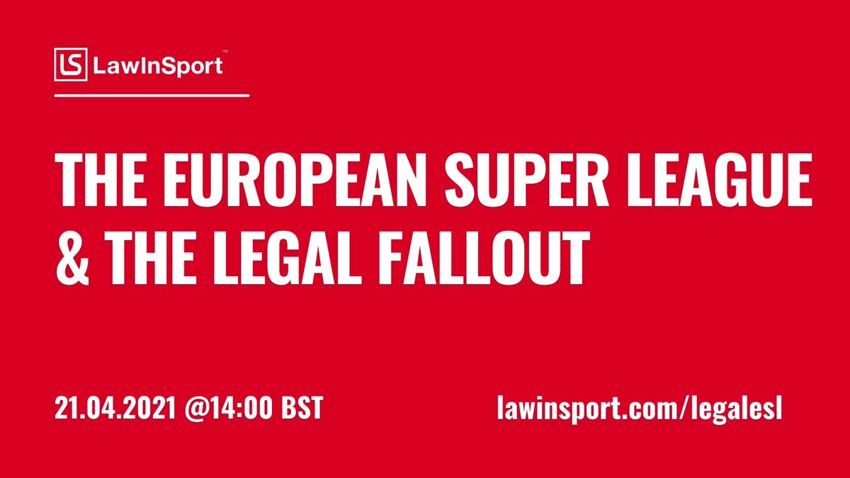 Tomorrow we will bring together a collection of experts to discuss The European Super League &amp; its potential legal fallout in an open webinar: 
lawinsport.com/legalesl

Speakers incl: @seanjonesqc @JohnMehrzadQC @BSportsLaw @sportslawstef <a href="/katpijetlovic/">Katarina</a>

#europeansuperleague