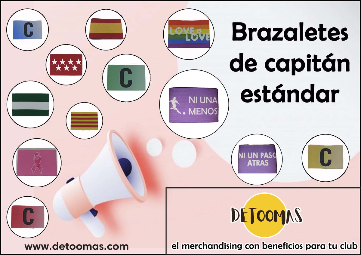 💪🏻 Luce con orgullo el brazalete de capitán de tu equipo

🎨 O personalízalo como quieras

3⃣ Tamaños diferentes

💸 9,5 €

😍 Este producto y muchos más

👇🏻👇🏻👇🏻

💻 detoomas.com/categoria-prod…