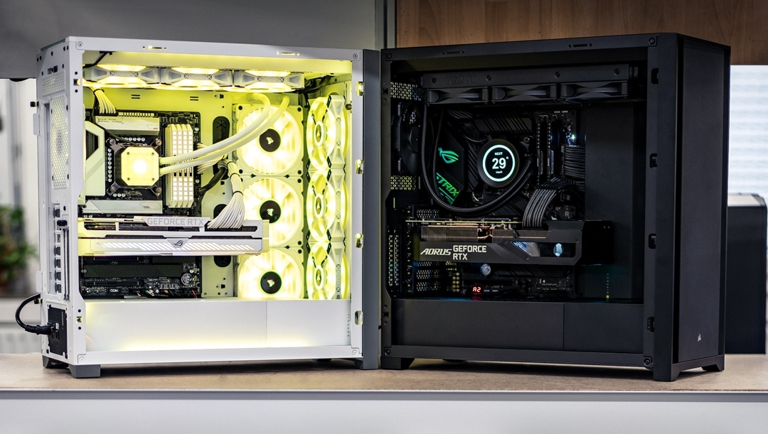 MIFcomGmbH's tweet photo. Bei uns findest Du AiO-Wasserkühlungen nach genau Deinem Geschmack 🤗
Ob im hellem System mit Corsair iCue H150i Elite Capellix oder dem schlichteren System mit NZXT Kraken Z73 als Detail - unsere Konfigurationsmöglichkeiten werden wirklich jedem Anspruch gerecht. https://t.co/EvnnI6cfP2