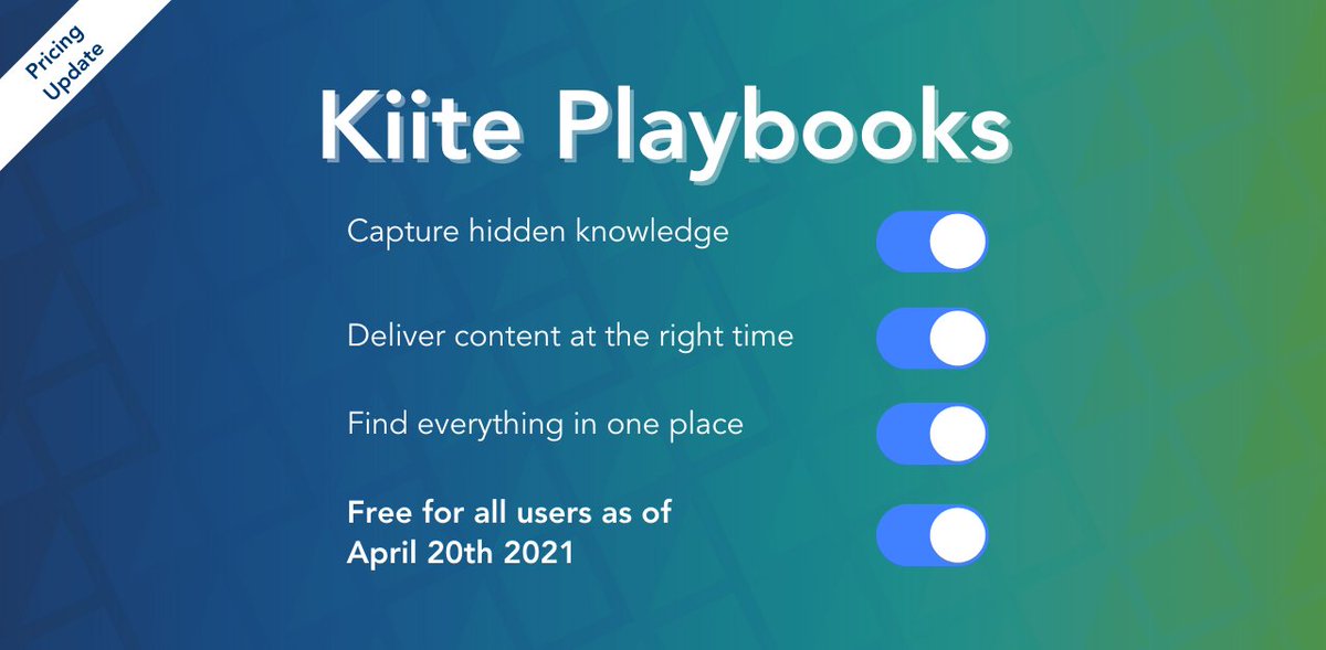 It's time for a BIG announcement in the #salesenablement space! 

Kiite is now 100% FREE!!!

#Enablement of remote sales reps is the primary challenge being faced by sales teams — and Kiite is here to help with that! 

Learn more about #free Kiite at ow.ly/oxn850EtcIv