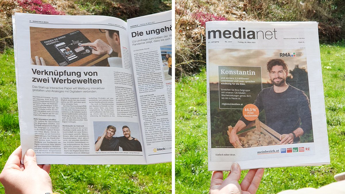 interactpaper's tweet photo. If you want to find out more about Interactive Paper checkout the @medianet_at Magazine. 📰💡
#weloveprint #interactivepaper #startups #austrianstartups https://t.co/rjGxzYT1Wc