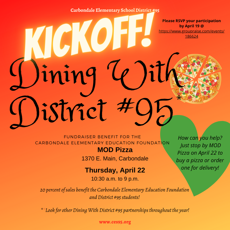 Ces95C's tweet photo. THURSDAY IS 'DINING WITH DISTRICT #95' KICKOFF
Remember, it's District #95's "Dining With District #95" fundraiser benefit kickoff: 10:30 a.m. to 9 p.m. Thursday, April 22, at MOD Pizza.
(Pssst.... AND, the pizza's good!)
#CES95Proud
https://t.co/bcAOIaVFHQ https://t.co/mdHbfGzsnA