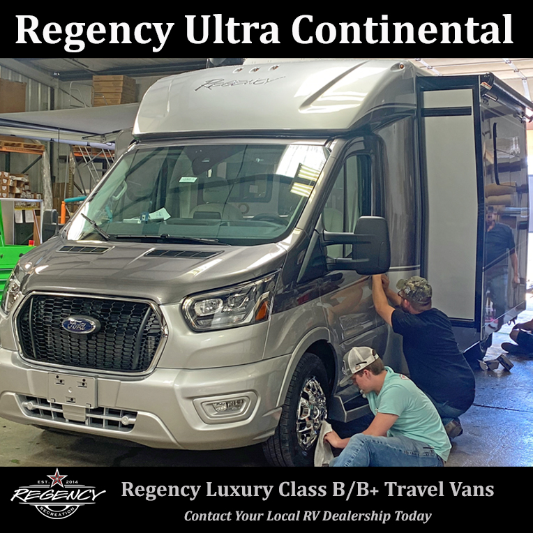 Regency_RV's tweet photo. Regency RVs are handcrafted in our state-of-the-art production facility, from the beginning to the very last detail! The New Ultra Continental with the Ford Transit all wheel drive is coming to select RV Dealerships near you! #regencyrv #rvlife #ford #vanlife https://t.co/XAXBTvqKBA