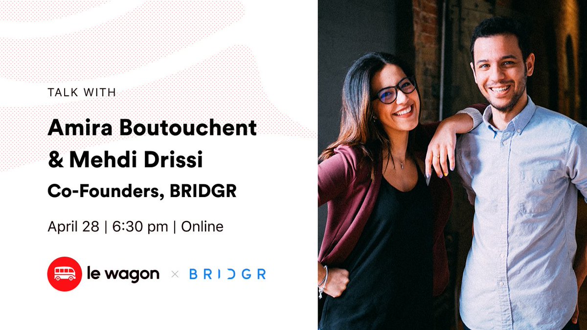 ⚡ WAGON TALK ⚡

To open up the Spring season, <a href="/amira_bridgr/">Amira Boutouchent</a> &amp; Mehdi Drissi, will join our virtual stage to share their story founding <a href="/wearebridgr/">Bridgr</a>. 

Don't miss out! Save your spot ➡️ hubs.li/H0LC9nm0 

#startup #montreal #entrepreneurship #founder