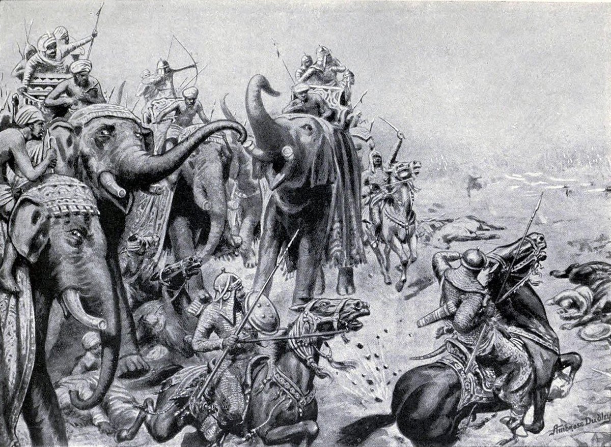 Confident in their numerical superiority, the Lodis began battle with an all out general charge, their famed war-elephants in the lead.Babur’s position ensured their numbers did not matter as they had to funnel together in a concentrated mass as they approached the Mughal guns.