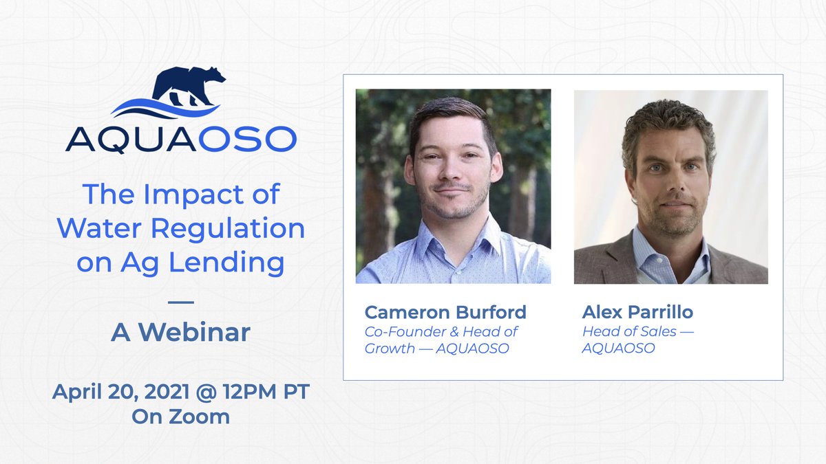 gracedi24's tweet photo. There is still time to register for an awesome free webinar brought to you by @ABA Associate Member @AQUAOSOTech ! Register now to learn about the Impact of Water Regulation on #AgLending, kicking off today @ 12pm PT.
Register Now: https://t.co/62Uhz0H8yg https://t.co/SHD6SWNbM8