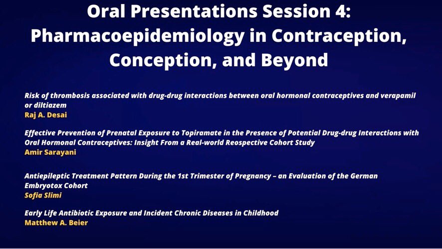S_ISPE's tweet photo. Our 4th &amp; final Oral Presentation Session at #ISPEMY21 is “Pharmacoepidemiology in Contraception, Conception, and Beyond” moderated by @IntPharmacoEpi President-elect Vin Lo Re III &amp; @S_ISPE Co-Chair @SJugl1. https://t.co/C6v34z8aRE