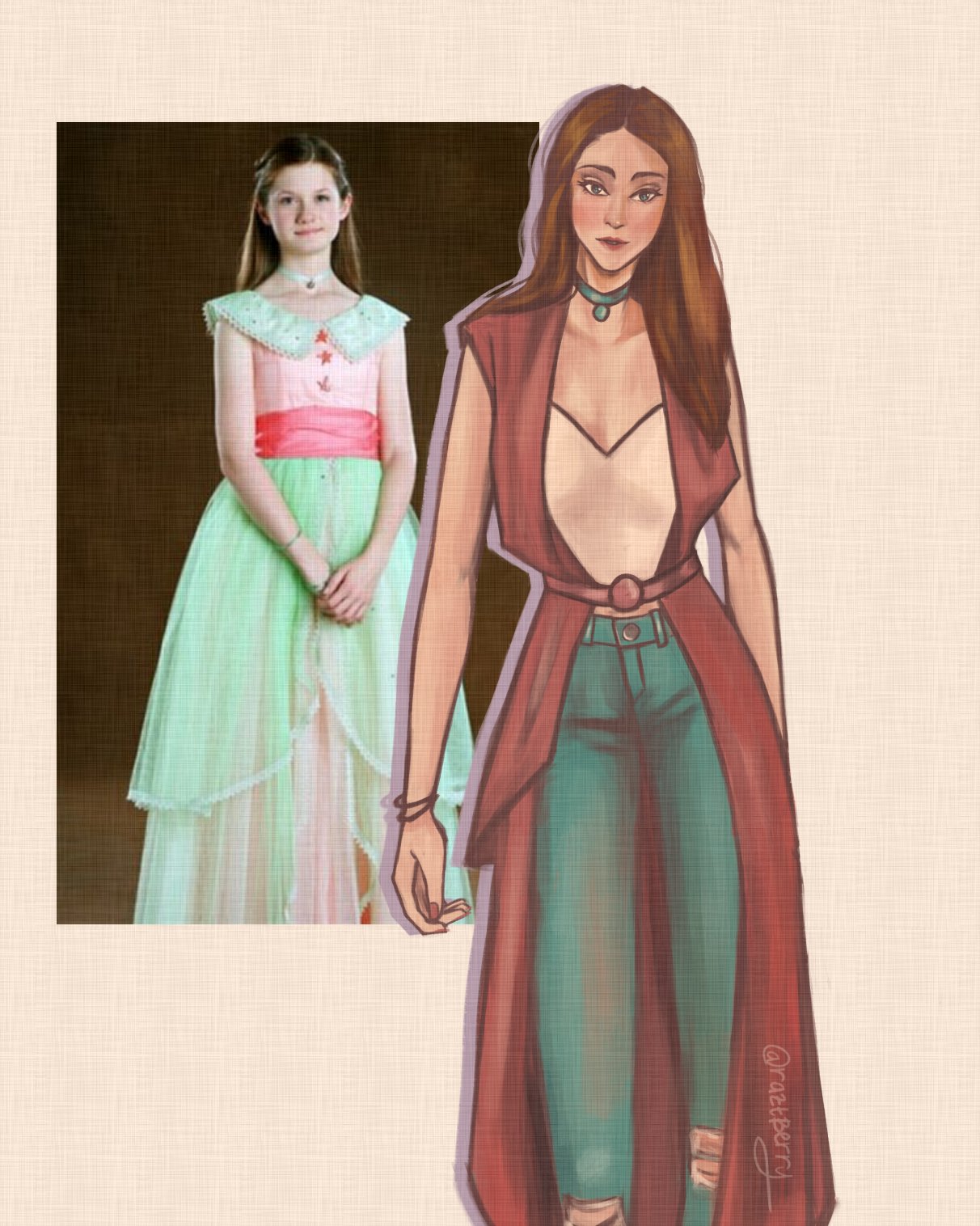 Ginny in her Yule Ball inspired outfit 